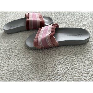 INC International Concepts Microvelour Varsity Slide Slippers Pink Wine Size L